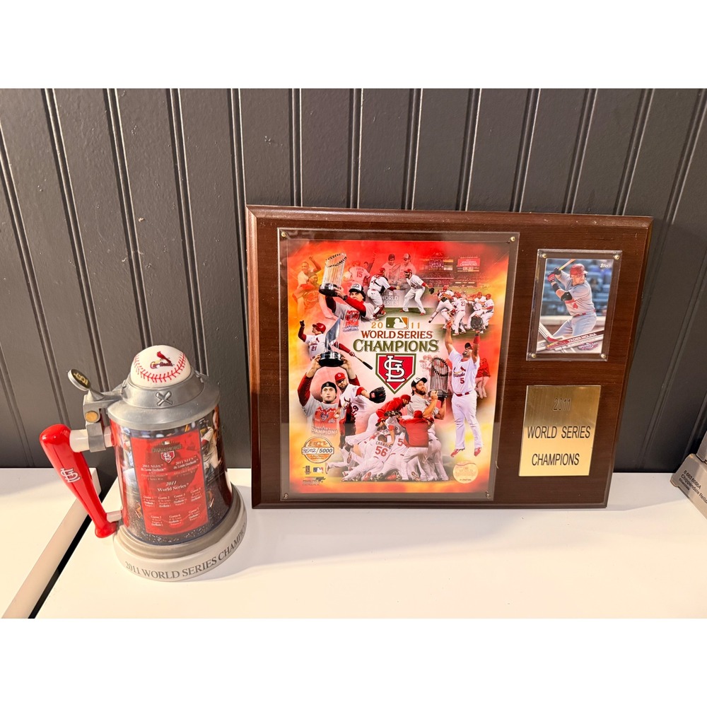 2011 World Series championship  baseball plaque and stein saint Louis cardinals